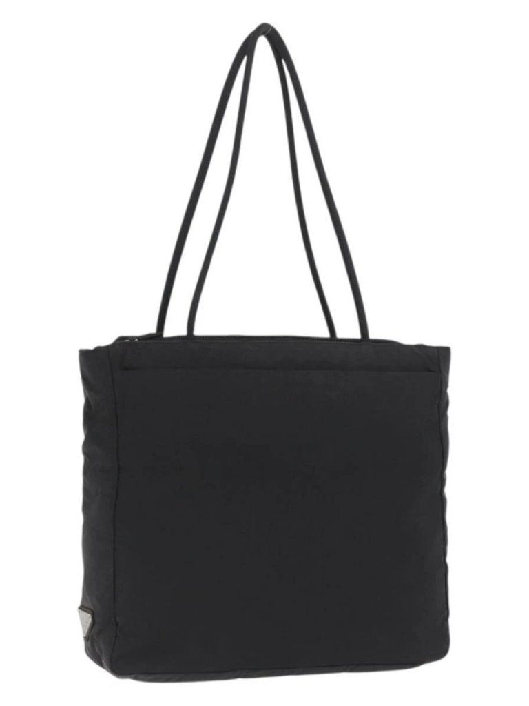 Prada Tote Bag Nylon Black Silver Auth Ep12992